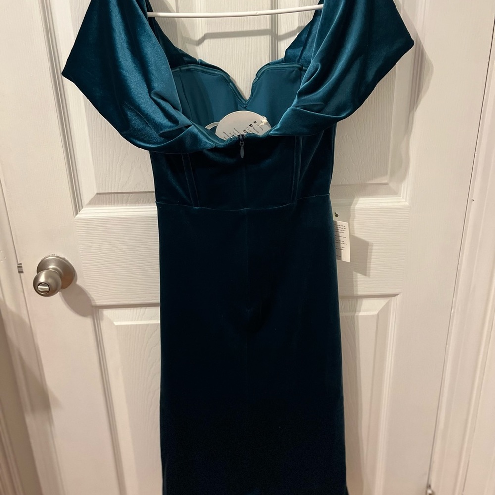 Bella and Bloom Teal Velvet Dress - Picture 3 of 5